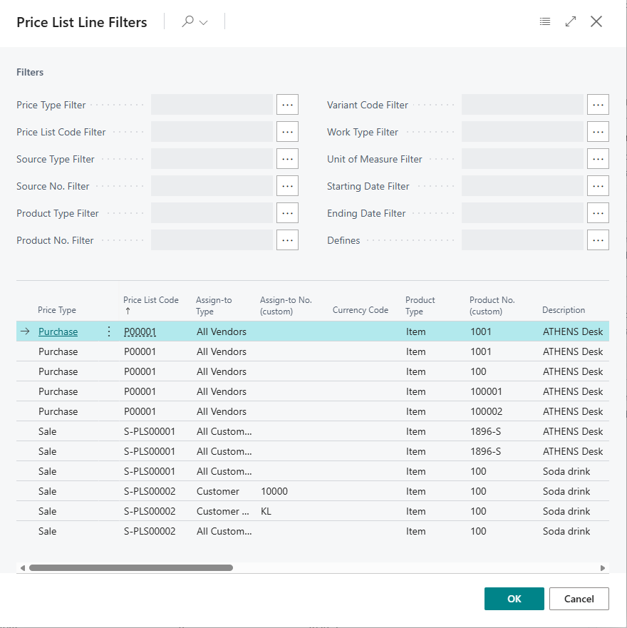 Item Price Import | Export Filters